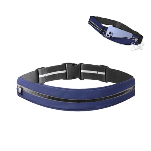 Hsyadazi Laufgürtel, Gürteltasche Hüfttasche Sport, Reflektierender Laufgürtel mit verstellbarem Gurt -Bauchtasche für Joggen & Fitness (Handyfach + Kopfhöreröffnung), Für Damen & Herren (Blau) von Hsyadazi