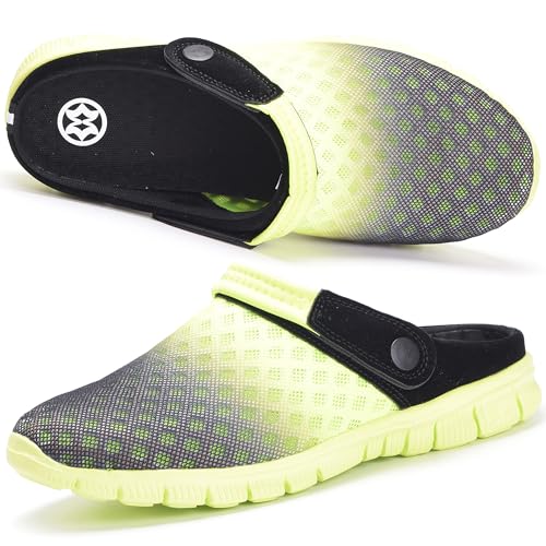 Damen Herren Clogs Pantoletten Gartenschuhe Mesh Hausschuhe Sommer Badelatschen Strand Schuhe Aqua Sandalen,Grün 1,42 EU von Hsyooes