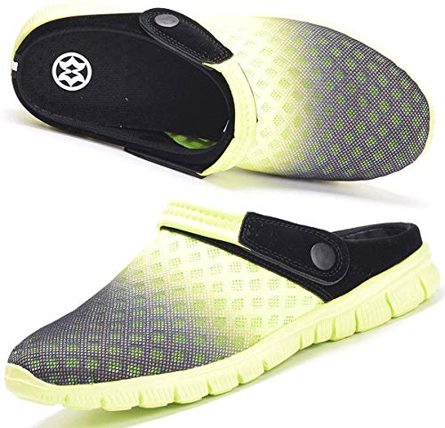 Damen Herren Clogs Pantoletten Gartenschuhe Mesh Hausschuhe Sommer Badelatschen Strand Schuhe Aqua Sandalen,Grün 1,48 EU von Hsyooes