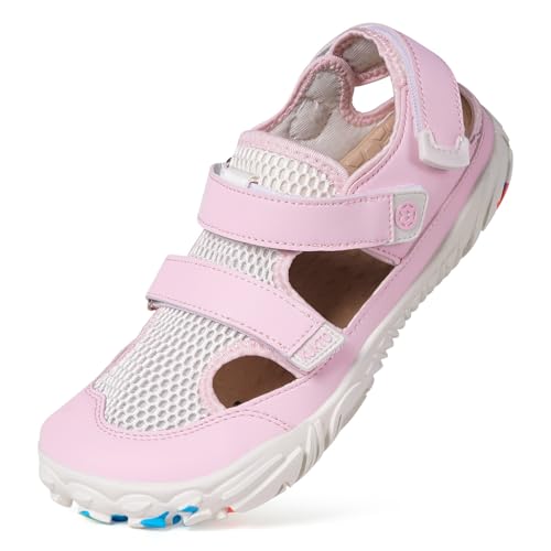 Hsyooes Barfußschuhe Herren Sportsandalen Damen Aquaschuhe Verstellbare Strandschuhe Weit Wandersandalen Schnell Trocknend Surfschuhe Sommer Rosa EU40=Hersteller 41 von Hsyooes