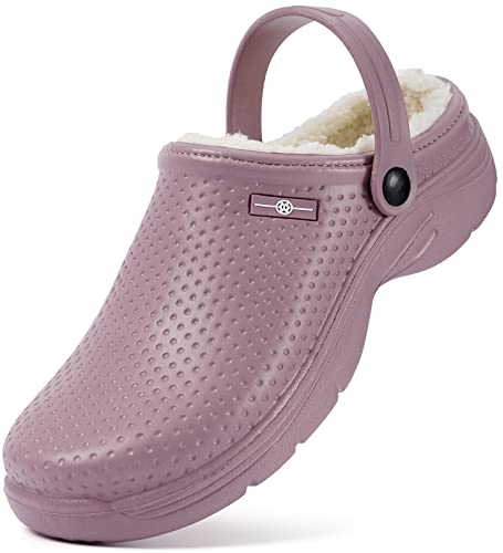 Hsyooes Clogs Damen Winter Gartenschuhe Herren Gefütterte Hausschuhe Wasserdicht Plüsch Pantoletten Leichte Gartenclogs Warm Eva Clogs Violett-A 41EU Hsyooes Clogs Damen Winter Gartenschuhe Herren Gefütterte Hausschuhe Wasserdicht Plüsch Pantoletten Leichte Gartenclogs Warm Eva Clogs Violett-A 41EU von Hsyooes