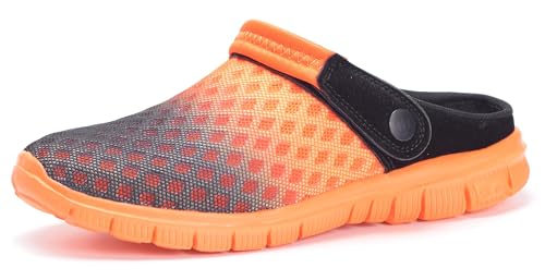 Hsyooes Clogs Herren Damen Pantoletten Sommer Mesh Gartenschuhe Atmungsaktiv rutschfest Strand Hausschuhe Aqua Sandalen,Orange,43 EU von Hsyooes