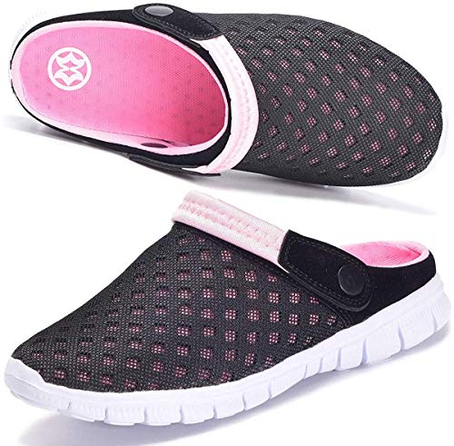 Hsyooes Clogs Herren Pantoletten Sommer Damen Mesh Atmungsaktiv Gartenschuhe rutschfest Strand Hausschuhe Aqua Sandalen,Pink,39 EU von Hsyooes