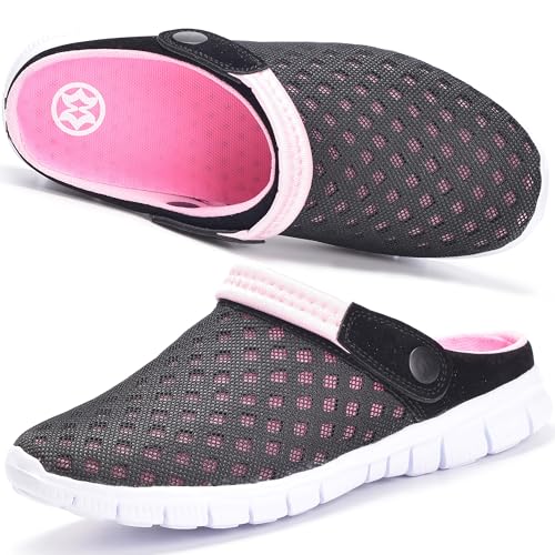 Hsyooes Clogs Herren Pantoletten Sommer Damen Mesh Atmungsaktiv Gartenschuhe rutschfest Strand Hausschuhe Aqua Sandalen,Rosa,36 EU von Hsyooes