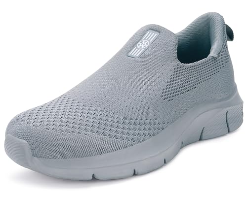 Hsyooes Slip on Sneaker Herren Damen Turnschuhe Atmungsaktiv Sportschuhe Leichte Laufschuhe Wanderschuhe Slip-ins,2455Grau,39 EU von Hsyooes