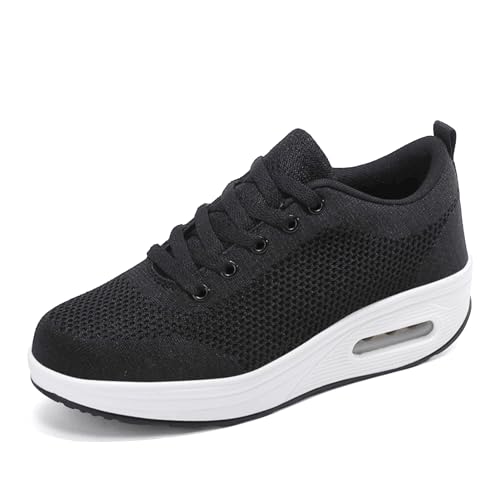 Laufschuhe Damen Plateau Turnschuhe Leicht Walkingschuhe Keilabsatz Freizeitschuhe Frauen Fitnessschuhe Atmungsaktiv Sportschuhe Bequeme Sneaker Schwarz D 36EU Laufschuhe Damen Plateau Turnschuhe Leicht Walkingschuhe Keilabsatz Freizeitschuhe Frauen Fitnessschuhe Atmungsaktiv Sportschuhe Bequeme Sneaker Schwarz D 36EU von Hsyooes