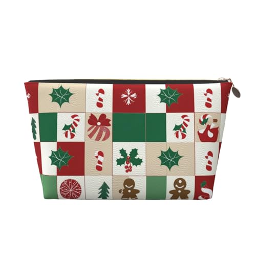 Hsyoyo HSYOYOMake-up-Tasche, wasserdicht, Kosmetiktasche, Organizer, kleine Make-up-Tasche, mit Reißverschluss, tragbar, Reise-Kulturbeutel für Damen und Mädchen, Schachbrettmuster Weihnachten von HSYOYO
