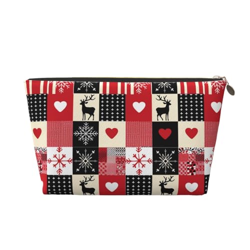 Hsyoyo Make-up-Tasche, wasserdicht, Kosmetiktasche, Organizer, kleine Make-up-Tasche, mit Reißverschluss, tragbare Reise-Kulturbeutel für Frauen und Mädchen, Patchwork Weihnachten, Einheitsgröße von HSYOYO