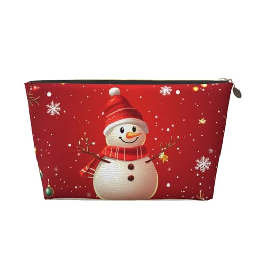 Hsyoyo Make-up-Tasche, wasserdicht, Kosmetiktasche, Organizer, kleine Make-up-Tasche, mit Reißverschluss, tragbare Reise-Kulturbeutel für Frauen und Mädchen, Weihnachts-Schneemann-Dekoration von HSYOYO