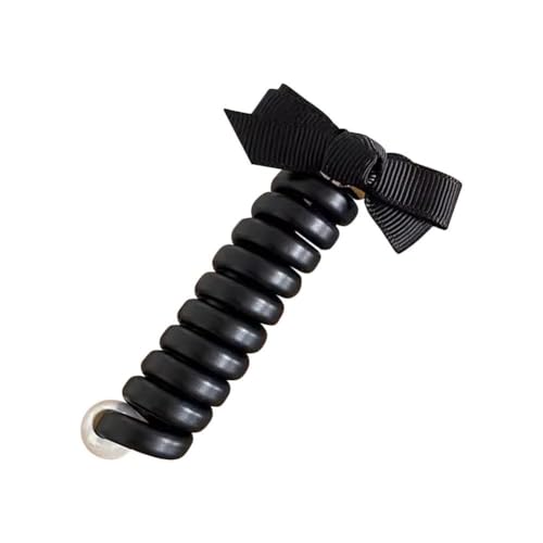 Schwarze geflochtene Telefondraht-Haarbänder, Handyschnur, gerade Spiral-Haargummis, Spiralhaarbänder für Damen, Handyschnur, Pferdeschwanz-Zöpfe, festes Haarseil, Zubehör für Damen, 1 Gummibänder und von Htppzjr