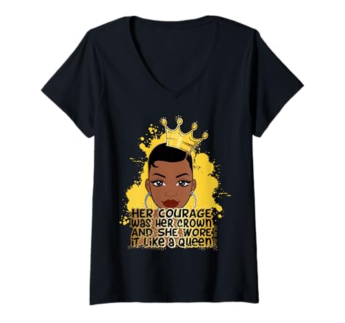 Damen Ihr Mut war ihre Krone und sie Trug sie wie eine Kronenkönigin T-Shirt mit V-Ausschnitt Damen Ihr Mut war ihre Krone und sie Trug sie wie eine Kronenkönigin T-Shirt mit V-Ausschnitt von Hu$tle $killz Shopp