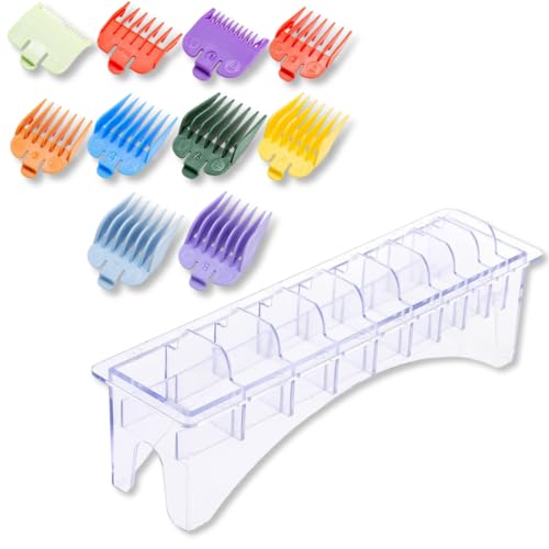HuGuWdy Scherenschutz-Halter, Schermaschinen-Halter mit 10 Schlitzen, Friseurzubehör, professioneller Organizer, Haarschneidemaschinen-Schutz-Set, passend für Haarschneidemaschinen mit farbkodiertem von HuGuWdy