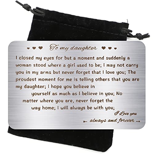 Daughter Wallet Card, Engraved Wallet Insert Card I Love You Metal Wallet Card Inspirational Gift for Daughter from Mom Dad, silber von HuaJiao