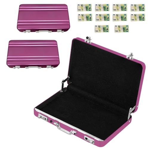 HuaMuDM 2 stück Koffer Visitenkartenbox,Geldkoffer als Geldgeschenk,Mini-Aktenkoffer,Mini-Aluminium-Koffer,Geldkoffer als Geldgeschenk oder für Gutscheine von HuaMuDM