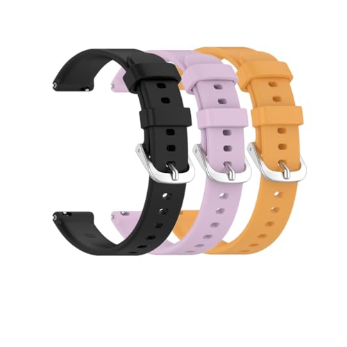 Huabao Armband Kompatibel mit Garmin Lily 2, Verstellbares Silikon Uhrenarmband Sport Ersatzband für Garmin Lily 2 für Damen Herren (Schwarz+Lila+Gelb) von Huabao