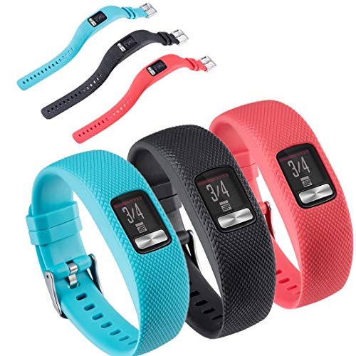 Huabao Armband Kompatibel mit Garmin vivofit 4,Verstellbares Silikon Sport Strap Ersatzband für Garmin vivofit 4 Watch (Blaugrün + Rot + Schwarz, L) von Huabao