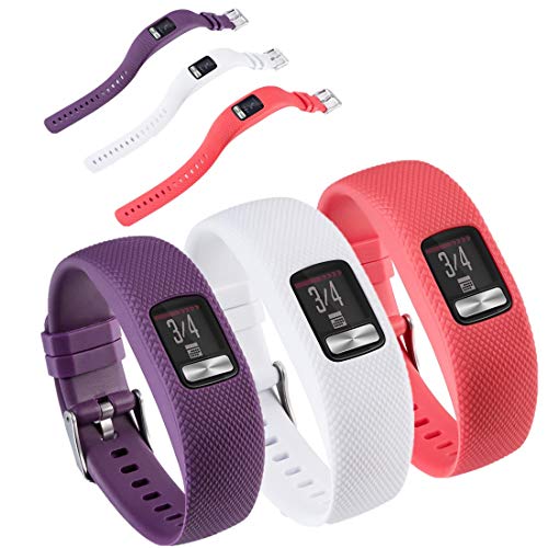 Huabao Armband Kompatibel mit Garmin vivofit 4,Verstellbares Silikon Sport Strap Ersatzband für Garmin vivofit 4 Watch (Lila + Weiß + Rot, L) von Huabao