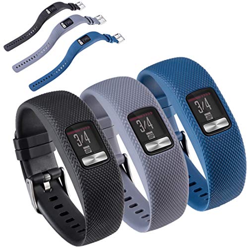Huabao Armband Kompatibel mit Garmin vivofit 4,Verstellbares Silikon Sport Strap Ersatzband für Garmin vivofit 4 Watch (Schwarz + Grau + Dunkelblau, S) von Huwokxix