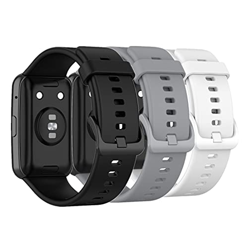 Huabao Armband Kompatibel mit Huawei Watch Fit,Verstellbares Silikon Sport Strap Ersatzband für Huawei Watch Fit (Schwarz + Grau + Weiß) von Huabao