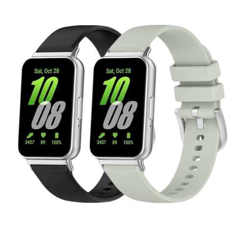 Huabao Armband Kompatibel mit Samsung Galaxy Fit 3 SM-R390, Verstellbares Silikon Uhrenarmband Sport Ersatzband für Samsung Galaxy Fit 3 SM-R390 für Damen Herren (Schwarz+Grün) von Huabao