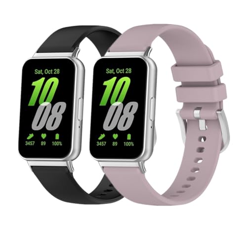 Huabao Armband Kompatibel mit Samsung Galaxy Fit 3 SM-R390, Verstellbares Silikon Uhrenarmband Sport Ersatzband für Samsung Galaxy Fit 3 SM-R390 für Damen Herren (Schwarz+Lila) von Huabao