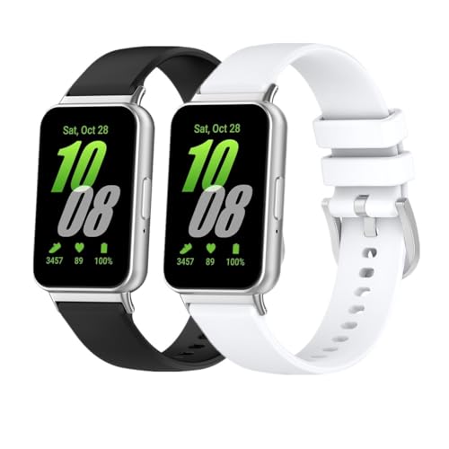 Huabao Armband Kompatibel mit Samsung Galaxy Fit 3 SM-R390, Verstellbares Silikon Uhrenarmband Sport Ersatzband für Samsung Galaxy Fit 3 SM-R390 für Damen Herren (Schwarz+Weiß) von Huabao