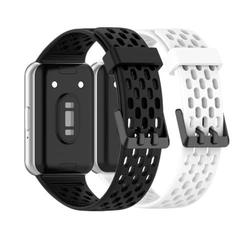 Huabao Armband Kompatibel mit Samsung Galaxy Fit 3 SM-R390, Verstellbares Silikon Uhrenarmband Sport Ersatzband für Samsung Galaxy Fit 3 SM-R390 für Damen Herren (Schwarz+Weiß) von Huabao