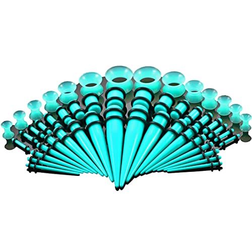 Huacan Dehnstäbe Set Tunnel 1.6-10mm Dehnset Acryl Dehnstab Taper Dehnungstäbe Silikon Ohr Tunnels 3mm 4mm 5mm 6mm 8mm 10mm 12mm Plugs 50 Stück Schwarz Blau Türkis Weiß Klar Expander Damen Herren von Huacan