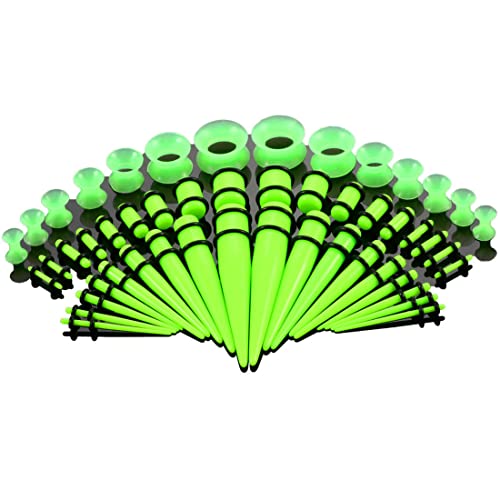 Huacan Dehnstäbe Set Tunnel 1.6-10mm Dehnset Acryl Dehnstab Taper Dehnungstäbe Silikon Ohr Tunnels 3mm 4mm 5mm 6mm 8mm 10mm 12mm Plugs 50 Stück Schwarz Blau Türkis Weiß Klar Expander Damen Herren von Huacan