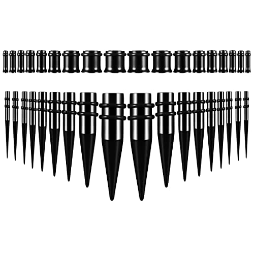 Huacan Dehnstäbe Set 1-10 mm Tunnel Dehnset 36 Stück Dehnstab Dehnungsstäbe Plugs Schwarz Silber Bunte Farbe Edelstahl Klassisch Punk Expander für Damen Herren von Huacan