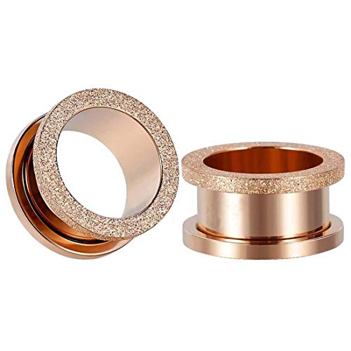 Huacan Tunnel Set 6mm 8mm 10mm 12mm 14mm 16mm Flesh Tunnel Ohr Plug Schwarz Silber Rose Mit Granulierend Anhänger Double Flared Klassisch Expander Chirurgen Edelstahl Schmuck Damen Herren 2 Stück von Huacan