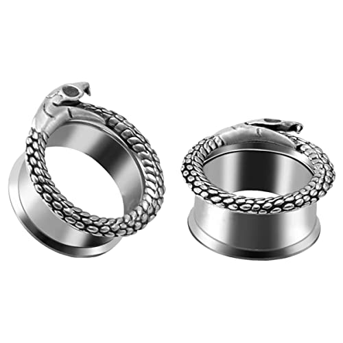 Huacan Tunnel 8mm 10mm 12mm 14mm 16mm Set Flesh Silber Tunnels Ohren Plug Edelstahl Klassisch Drache Schlange Frauen Mann Double Single Flared Frau Männer Plugs Expander Damen Herren 1 Paar von Huacan