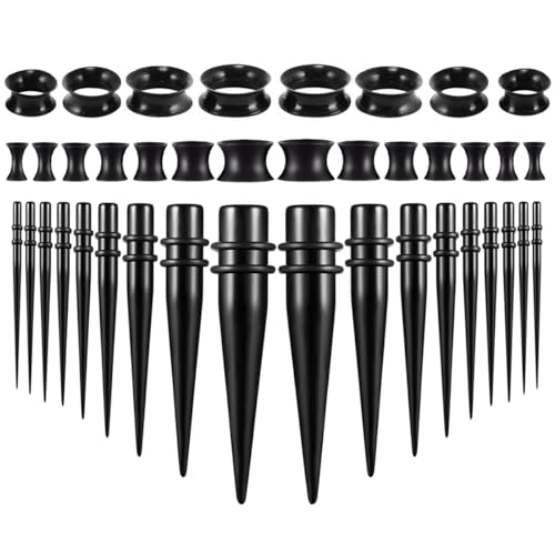 Huacan Dehnstäbe 1-10mm Silikon Tunnel Set 3mm 4mm 5mm 6mm 8mm 10mm 12mm 14mm 16mm 18mm 20mm Tunnels Acryl Dehnset 40 Stück Ohr Plug Expander für Frauen Damen Herren von Huacan