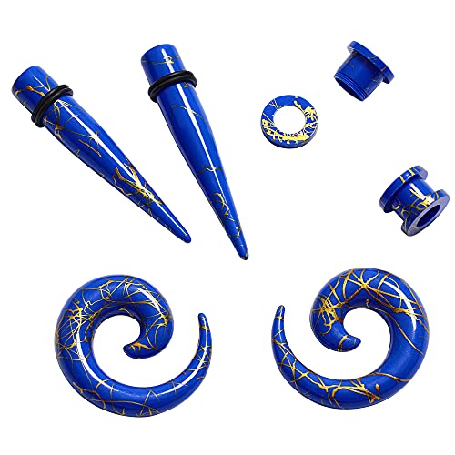 Huacan Ohr Dehnstäbe Tunnel Set - Acryl 6 Stück Scwarz Weiß Blau Unsiex Dehnstab Dehnset Dehnungsstäbe Taper Plug Ohr Piercing Stecker Expander Damen Herren 6mm-12mm von Huacan