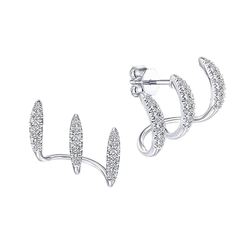 Huacan Ohrringe Damen S925 Drei Klauen Design Ohrstecker mit AAA+ Zirkon luxuriöser Modeschmuck für Frauen Mädchen Gold Silber Rosegold Farbe Perfekt in Alltag Verlobung und Party von Huacan