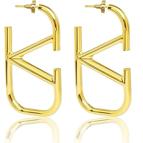 Huacan Ohrringe Damen S925 Ohrstecker Dünne Dicke Creolen Hypoallergene Ohrring Modeschmuck für Frauen und Mädchen Gold Silber von Huacan