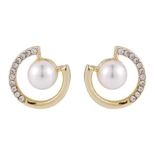 Huacan Ohrstecker Damen S925 mit Perle Klassisch Design Ohr Stecker Gold Farbe Luxuriöser Ohrringe für Frauen Mädchen Modeschmuck Perfekt in Alltag Verlobung und Party von Huacan