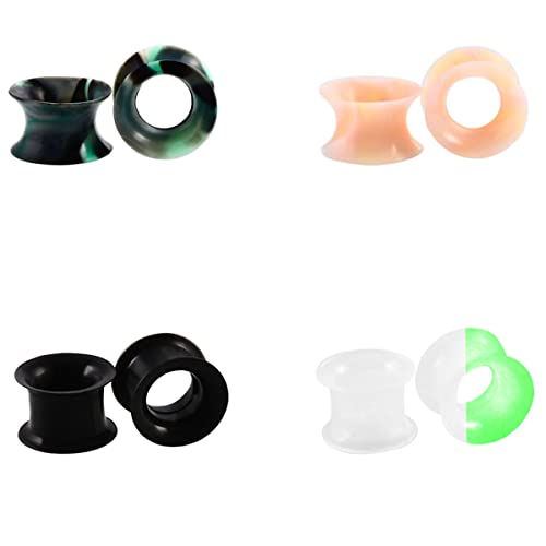 Huacan Silikon Tunnel Set 6mm 8mm 10mm 12mm 14mm 16mm Superdünn Vielfarbige Marmorierung 8 Stück Tunnels Ohr Piercing Glow in the Dark Plugs Double Flared Soft Expander Punk Für Frauen Damen Herren von Huacan