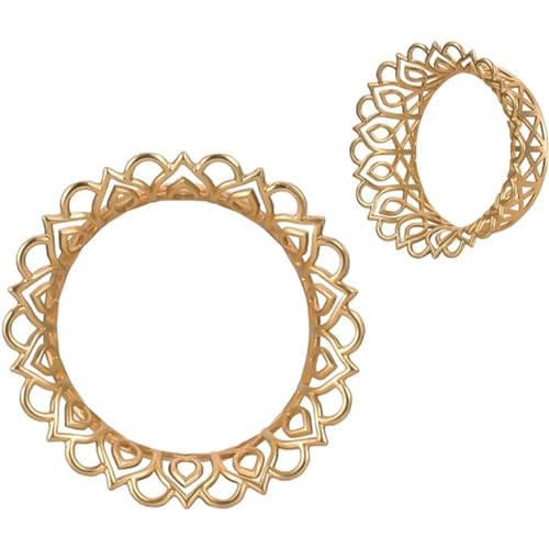 Huacan Tunnel 6mm 8mm 10mm Set Tunnels Altes Silber Gold Schwarz Ausgehöhltes Muster Design Edelstahl Ohr Plugs Klassisch Double Flared Expander für Frauen Damen Herren 2 Stück von Huacan