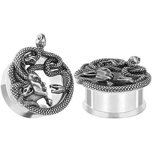 Huacan Tunnel 8mm 10mm 12mm 14mm 16mm Set Flesh Silber Tunnels Ohren Plug Edelstahl Klassisch Drache Schlange Frauen Mann Double Single Flared Frau Männer Plugs Expander Damen Herren 1 Paar von Huacan