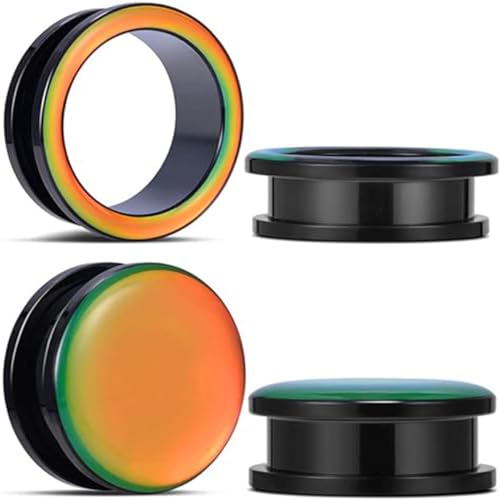 Huacan Tunnel Set 6mm 8mm 10mm 12mm 14mm 16mm Ohr Tunnels Plug Edelstahl Hohl Fest Double Flared Klassisch Expander für Damen Herren 4 Stück von Huacan