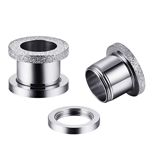 Huacan Tunnel Set 6mm 8mm 10mm 12mm 14mm 16mm Ohr Tunnels Plug Edelstahl Schwarz Silber Rose mit Matte Texturoberfläche Double Flared Klassisch Expander für Damen Herren 2 Stück von Huacan