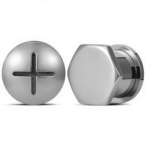 Huacan Tunnel Set 6mm 8mm 10mm 12mm 14mm 16mm Tunnels Sets Schwarz Silber Farbe Ohr Plug Klassisch Double Flared Expander für Frauen Damen Herren 2 Stück von Huacan