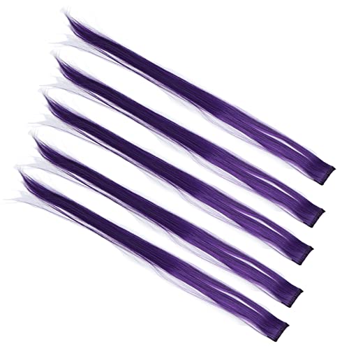 Farbige Haarspangen, Highlights Natürliche Haarverlängerungen Farbverlauf Hitzebeständige Glatte Haarspange Haarteile für Frauen für Party für den Täglichen Gebrauch (PURPLE) von Huairdum