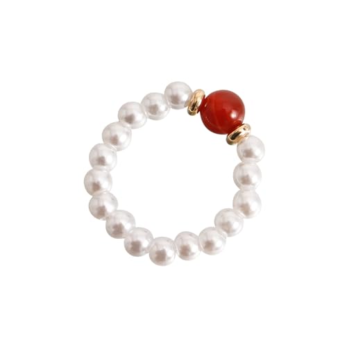 Huairdum Perlen-Perlenring, Perlen-Fingerring, Langlebig Als Weihnachtsgeschenk (Freie Größe) von Huairdum