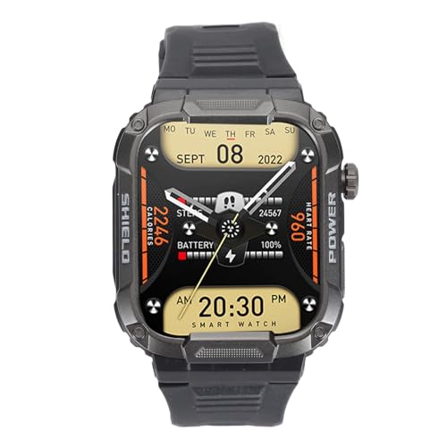 Huairdum Smartwatch, 1,85 Zoll, 400 MAh, Musik Abspielen, Anrufe Tätigen, Outdoor-Smartwatch für Herren für das Tägliche Bergsteigen (BLACK) von Huairdum