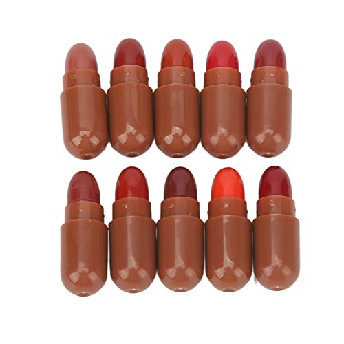 Kapseln Lippenstift, Feuchtigkeitsspendend, 10 Farben, Süßes Mini-Lippenstift-Set, Tragbar, für Mädchen für Kosmetik von Huairdum