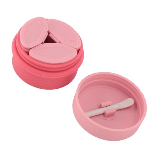 Reise-Silikon-Make-up-Behälter, Schmuckstücke, Pillen, Silikon-Cremegläser mit Löffel, Auslaufsicher, Tragbar für den Außenbereich (PINK) von Huairdum