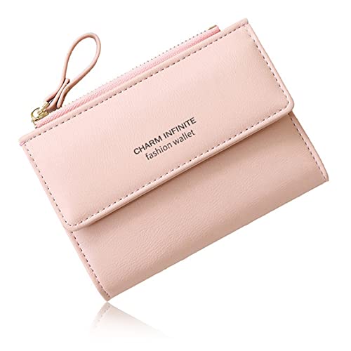 Huakaile Bifold Leder RFID Blocking Wallet for Women Mini Ladies Purse with Coin Pocket, with Zipper Buckle, Credit Card Holder Coin Purse PU Small Short Wallet, rose, 4.9''*3.5''*1'', Modern von Huakaile