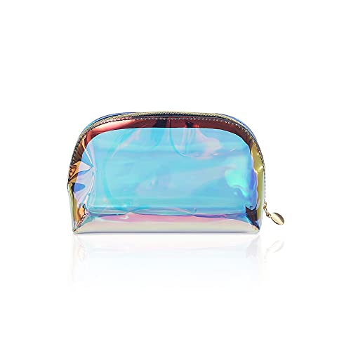 Holografische Make-up-Taschen, transparent, schillernde Kosmetiktasche mit Reißverschluss, wasserdicht, transparent, tragbar, für Damen, Teenager, Mädchen, Badezimmer, Pinsel, Stifte, Geschenke, small von Huakaile